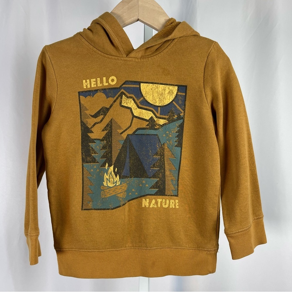 Jumping Beans Mustard Hoodie with Nature Graphic